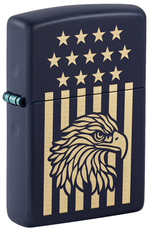 Zippo Eagle and Flag, Navy Matte Lighter #47536