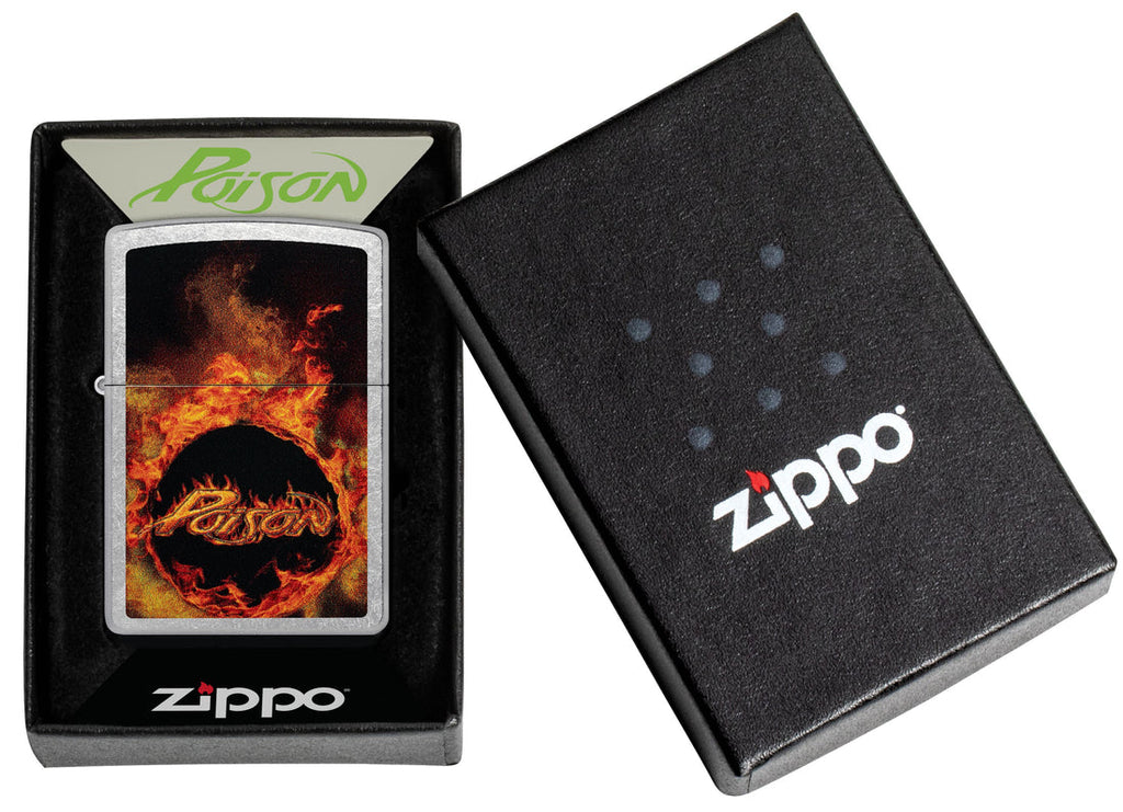 Zippo Poison Flaming Logo, Street Chrome Lighter #47230