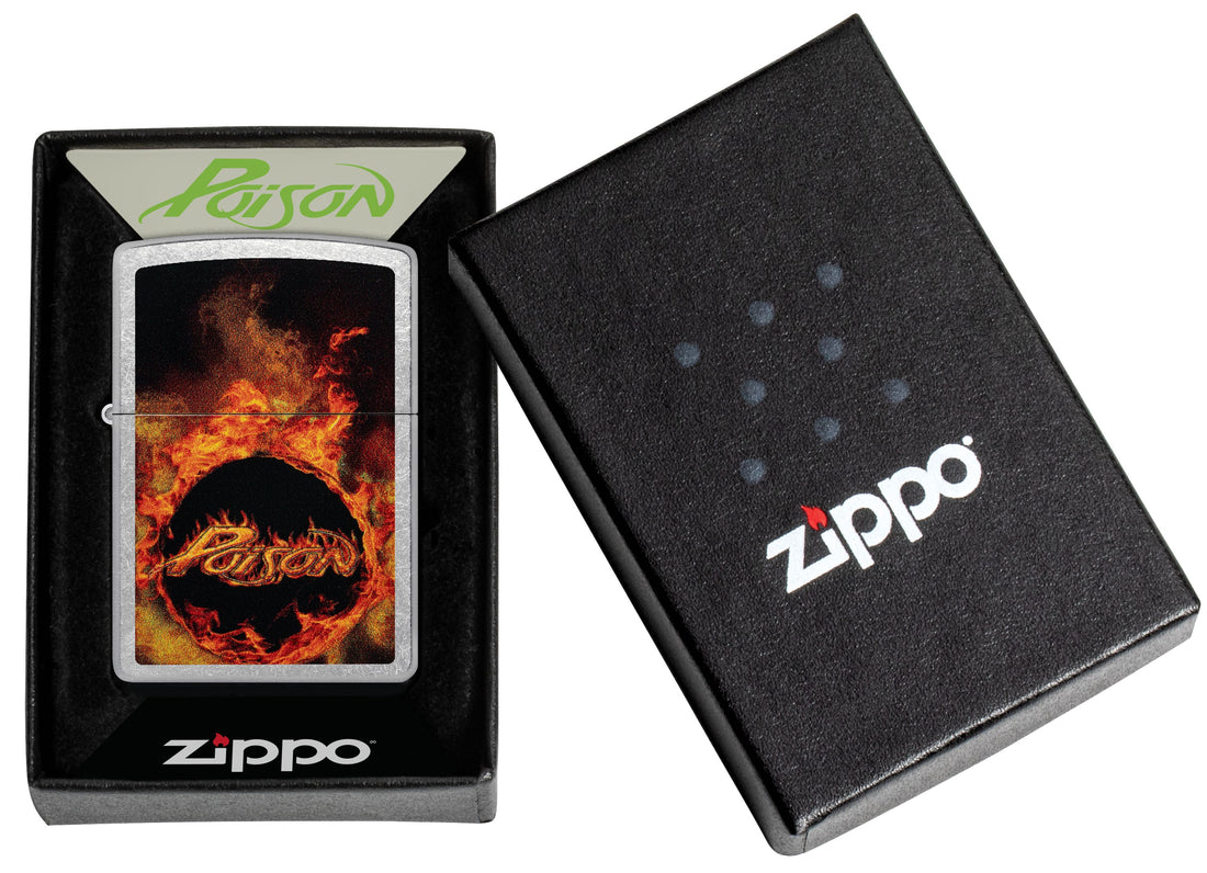 Zippo Poison Flaming Logo, Street Chrome Lighter #47230