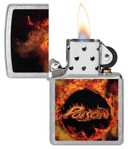 Zippo Poison Flaming Logo, Street Chrome Lighter #47230