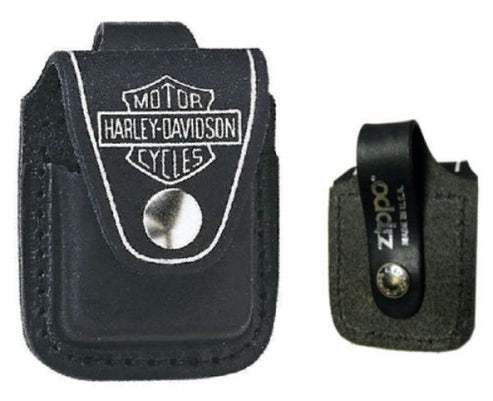 Zippo Harley-Davidson, Street Brass Lighter #46678 and Harley Leather Pouch - #HDPBK