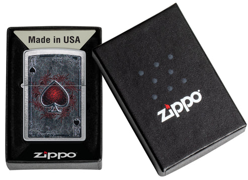 Zippo Ace of Spades, Brushed Chrome Lighter #47185