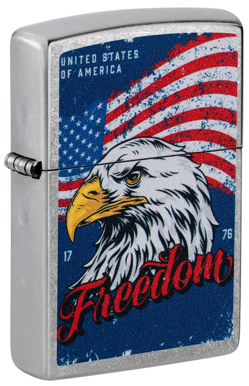 Zippo Freedom Eagle, Street Chrome Lighter #47272